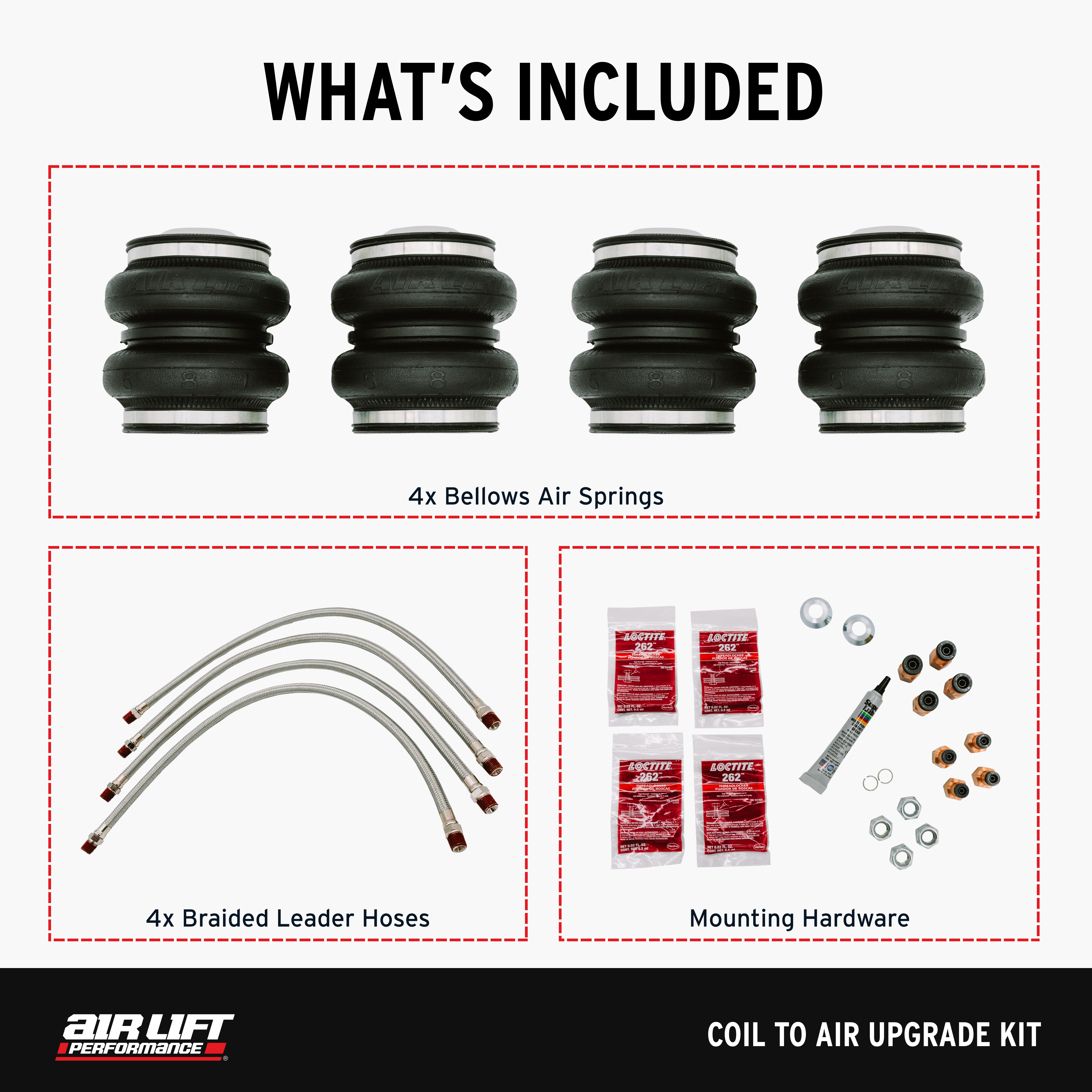 Air Lift Performance 83016 Air Lift Performance Coil To Air Upgrade Kit For Front And Rear